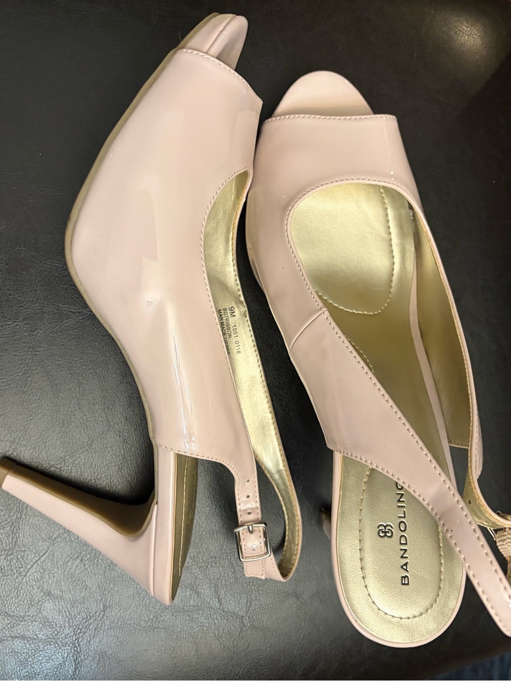 Bandolino Blush Patent Slingback Peep-Toe Heels